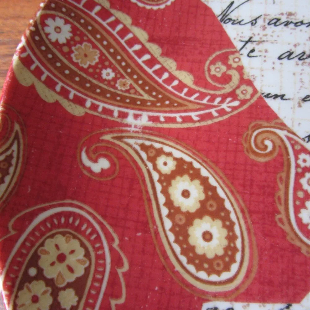 3 for $24 - pier 1 paisley bird red appetizer plate (W6359)